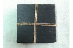 China Rough Rim Plain Stone Coasters , 4 Black Slate Coasters Natural Surface supplier