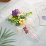 Teacher's Day Gift / Mother's Day Present - Practical Pen with Knitted Sunflower Bouquet for sale