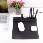 Desk Personalised Leather Promotional Wireless Charging Mouse Pad Custom Printed for sale