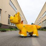 Animatronic Dinosaur Electric Scooter , Yellow Ride On Electric Dinosaur For Theme Park for sale