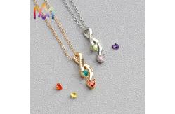 China Engravable Stainless Steel Necklace With Birthstone Inlayed Pendant supplier