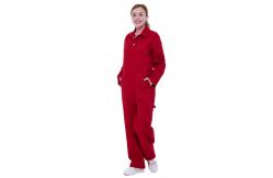 China Comfortable Red Heavy Duty Overalls Tear Resistance With Elasticated Waist Back supplier