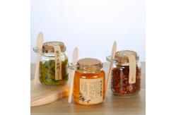 China 250ml Small Glass Canning Jars , Recycled Glass Jars With Wooden Spoon supplier