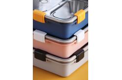 China Metal Bento Lunch Box 4 Compartment 304 Stainless Steel Sealed Insulation 1130ml  Blue supplier