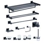 Polished Matt Bathroom Towel Bar Sets Black 11 Piece Bath Accessories Kit for sale