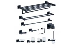 China Polished Matt Bathroom Towel Bar Sets Black 11 Piece Bath Accessories Kit supplier