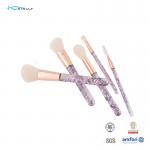 5pcs Travel Makeup Brush Set Aluminum Ferrule Crystal Handle Soft Silky Bristles for sale