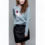 WOMEN'S 100% COTTON FINE GAUGE APPLIQUE ROOSTER EMBROIDERY KNITTED SWEATER ( PULLOVER ) for sale