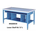 Multi Purpose Industrial Work Benches Lower Shelf Kit For Divider Space 72 Inch Wide for sale