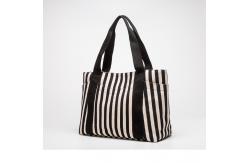 China Simple Stripe Diagonal Canvas Tote Bags Single Shoulder Bag supplier