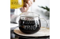 China 360ml Microwave Safe Glass Coffee Cup Big Belly Drinkware With Handle / Lid supplier