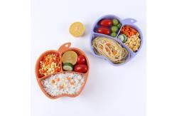 China Apple Shape Silicone Baby Tray Custom Suction Feeding Plate Set supplier
