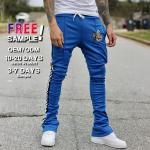 OEM Custom Embroidery Print Logo Slim Fit 100 Cotton Heavyweight Stacked Flared Sweat Pants Track Pant Sweatpants Men for sale