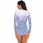 Zipper Front One Piece Long Sleeve Swimsuit Printing High Elastic Thumb Cuff
