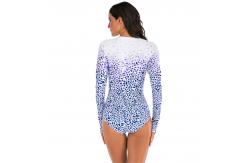 China Zipper Front One Piece Long Sleeve Swimsuit Printing High Elastic Thumb Cuff supplier