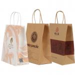 Printed Brown Kraft Paper Lunch Bags Packaging With Flat Paper Handle Supplier