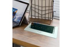 China White Square Desk Pop Up Sockets With 3 French Power Outlet Galvanized Panel supplier