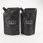 Squeeze Liquid Stand Up Spout Pouch Bag Black Matte Print Label Juice for sale