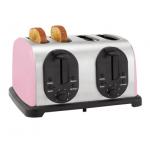 Pink Stainless Steel 4 Slice Toaster Pop Up Bread Toaster With 4 Slot for sale