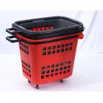 Customized HDPP Plastic Supermarket Basket With Wheels 45L Capacity for sale
