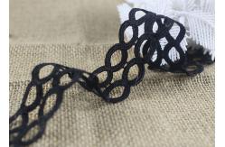 China Polyester Hollow Out Water Soluble Black Lace Ribbon Trim Double Oval Pattern supplier