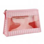China Clear Transparent Zipper PVC Polyester Makeup Cosmetic Bags manufacturer