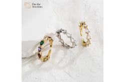China Brass Gold Plated 18k Diamond Rings Crystal Zircon Adjustable Pear Shaped Engagement supplier