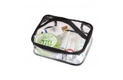 China Waterproof Transparent PVC Train Case Organizer Makeup Pouch with Top Handle supplier