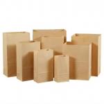 Custom Size Disposable Brown Kraft Paper Bags For Bread, Sandwich Flat Bottom Food Take Out Paper Bag for sale