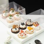 OEM PET Cupcake Transparent Clear Box Folding Carry Out With Divider Handle for sale