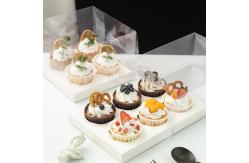 China OEM PET Cupcake Transparent Clear Box Folding Carry Out With Divider Handle supplier
