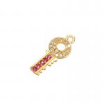 OEM Sterling Silver Key Charm Zircon Vintage 18k Gold Plated Pendants for sale