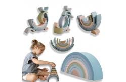 China Educational Infant Stacking Toy BPA Free Rainbow Silicone Stacker Food Grade supplier