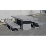 Grey Concrete Rectangle Patio Table Set Outdoor GRC Concrete Table Bench