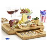 Bamboo Wooden Cheese Board With 6 Stainless Steel Cheese Knives & 6 Appetizer Forks for sale