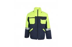 China 345 GSM Lightweight Quilted Jacket Fluorescent Green Contrast Navy supplier
