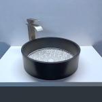 400*400*120mm Black Edge Glass Wash Basin With Drain Size 1.77 Inch for sale