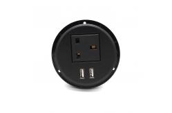 China Smart British Furniture AC Black Round Power Socket Embedded Installation supplier