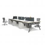 White L Shape Modular Open Space Desk 6 Person Office Workstation