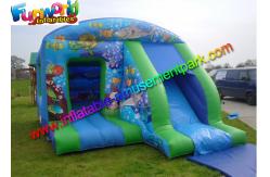 China Blue Inflatable Bouncer Slide , Water - Proof Kids Outdoor Inflatable Slides supplier