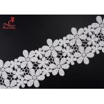 Beautiful Flower White Embroidered Lace Trim For Wedding Dress for sale
