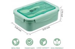 China Custom 1400ml Plastic Bento Box Containers Microwave Safe Green With Spoon Fork supplier