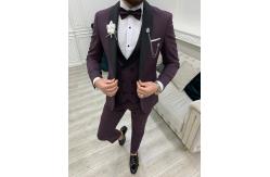 China Wedding Red Mens Tuxedo 65% Polyester 32% Viscose 3% Lycra supplier