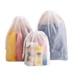 PE EVA Frosted Poly Drawstring Bags , Waterproof Small Plastic Drawstring Bags for sale
