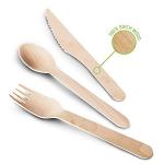 Eco-Friendly Disposable Wooden Bamboo Cutlery Set With Knives Forks Spoons Utensil Sets for sale