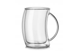 China Espresso Double Wall Glass Cup Safe To Touch With Handle Unique Design supplier