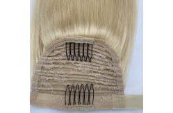 China Wrap Around Straight Hair Ponytail Straight Hair Extension Clip in 22 Inch human Hair Ponytails Blonde Color supplier