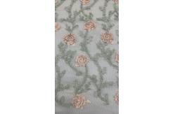 China Eｍbroidered Lace Fabric 100% Polyester Mesh Ground for Wedding Dress supplier