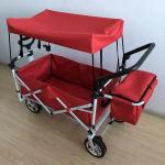 Utility Wagon Folding Cart 8 Inch Foldable Beach Trolley With Canopy 600D Oxford Fabric for sale
