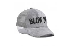 China Gray Suede Trucker Hat 3d Embroidered  5 Panel Mesh Cap supplier